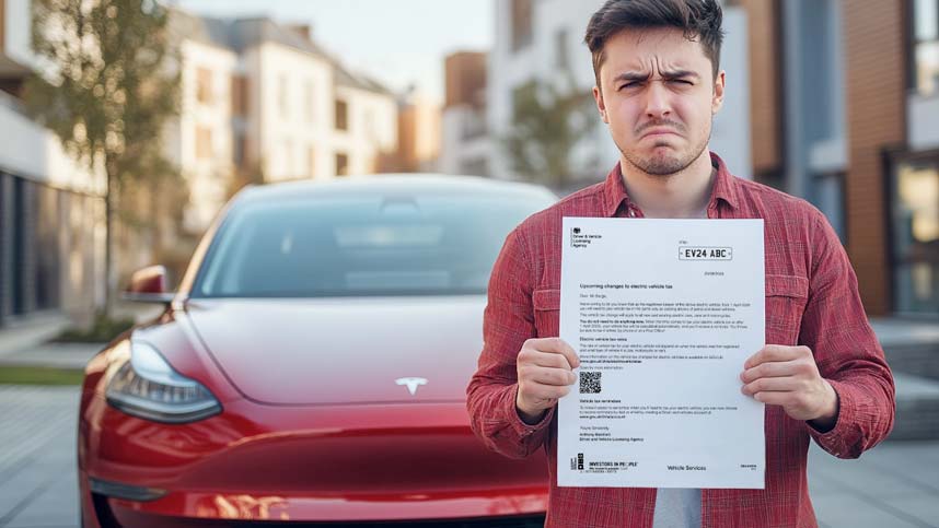 Tesla Owner Holding DVLA VED Letter